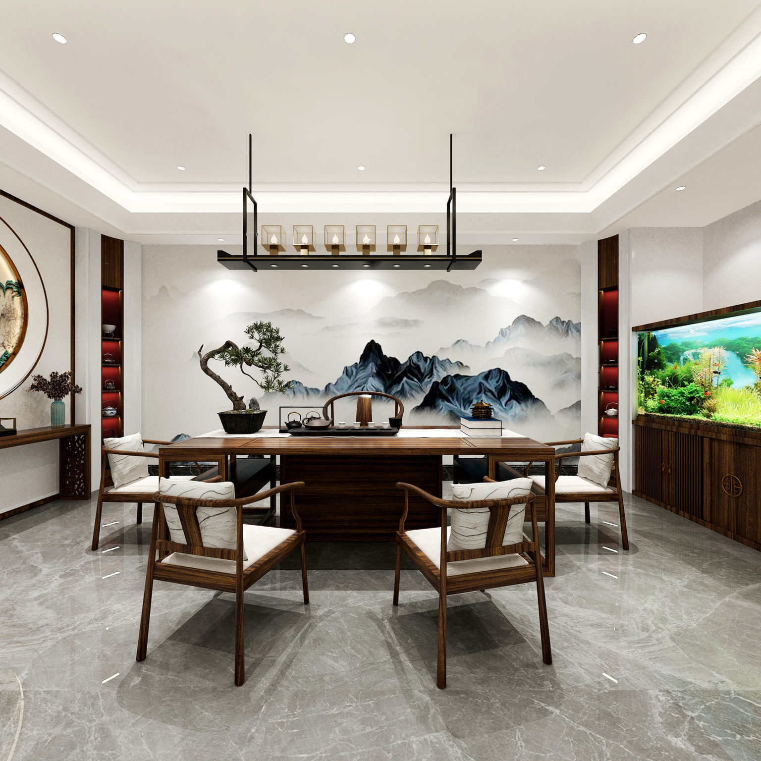 新中式风格书房壁纸装修效果图设计- 中国风