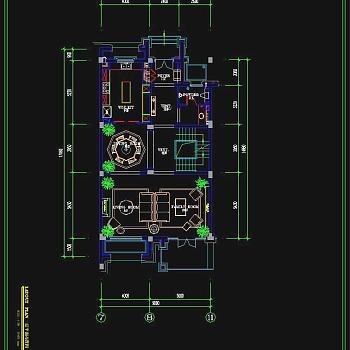 慈溪玫瑰园联排别墅A2户型样板房，CAD建筑图纸免费下载