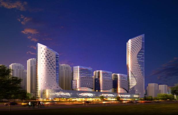 现代商业综合体住宅小区  购物中心 商场  高层酒店办公楼建筑外观3d