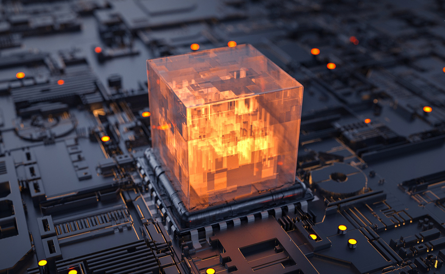 透明立体科技芯片cg模型