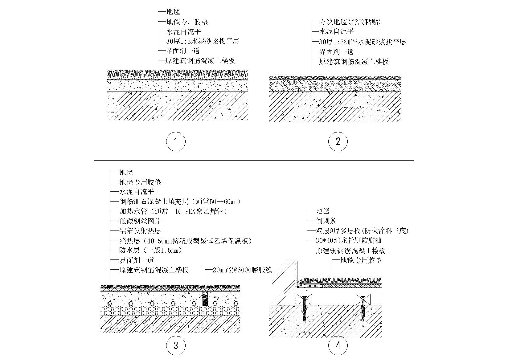 室内通用节点（地面，墙面，天花，隔墙等）