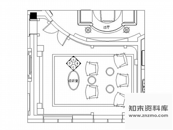 图块/节点奢华别墅视听室设计立面图