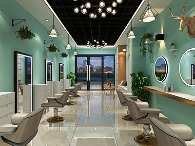 北欧理发店洗头房3d模型