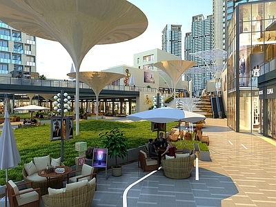 现代商业街 商场 摆件 小品 底商3d模型