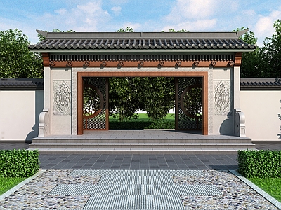 新中式入口大门图片