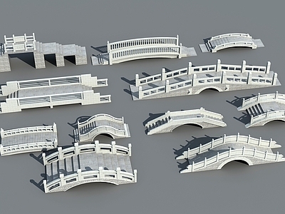 現代橋 小橋 石橋 拱橋3d模型