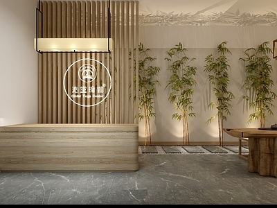 日式风格瑜伽前台3d模型