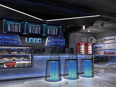 现代网吧前台3d模型
