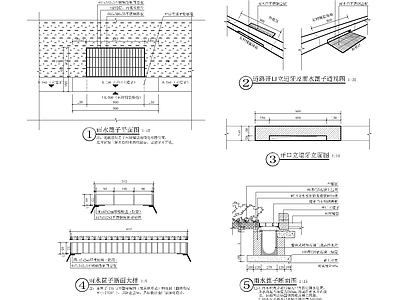 现代简约商业住宅广场工厂建筑景观立道牙开孔绿地不锈钢雨水篦子平立剖面 施工图 园林景观给排水