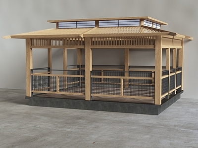 日式景观小品 凉亭3d模型