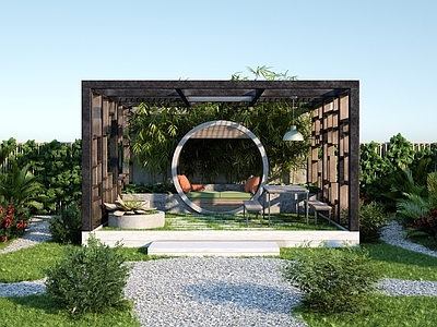 现代户外庭院 景观小品 凉亭 露台 花园3d模型