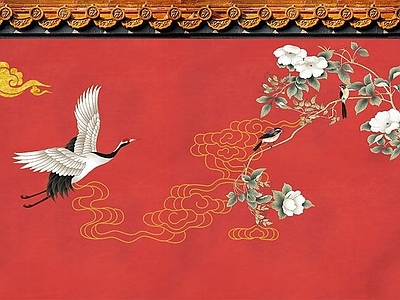 祥云房梁壁纸贴图