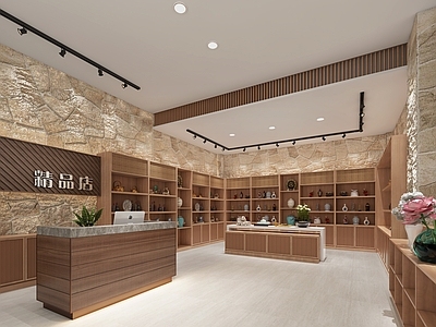 新中式礼品店 精品店3d模型