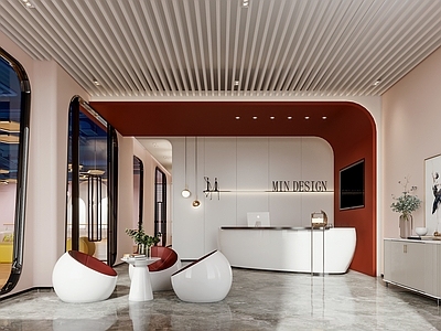 现代舞蹈室接待区 吧台3d模型