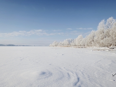 冬天户外 雪景 天空