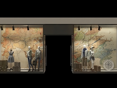 美式橱窗 女装店3d模型