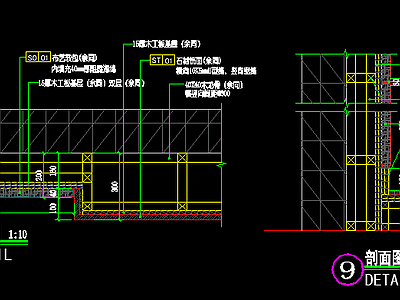 室内墙面布艺软包节点大样图 施工图