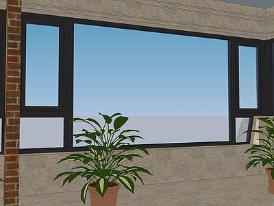 别墅落地窗su模型