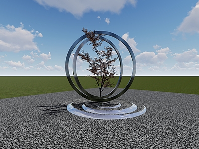 新中式景观小品su模型下载【id:582392955】