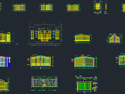 别墅围墙大门CAD图集 施工图