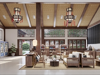 中式接待中心3d模型