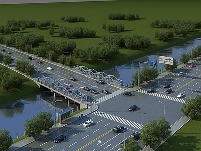 现代桥 道路景观3d模型