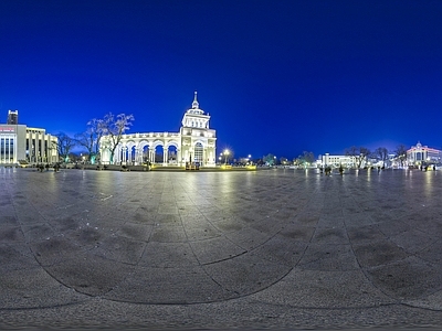 HDR城市广场天空全景 夜晚HDR