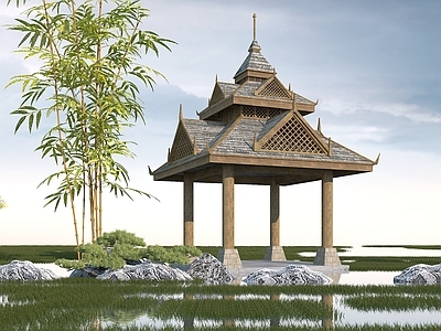 东南亚风格亭子 休闲亭 凉亭3d模型