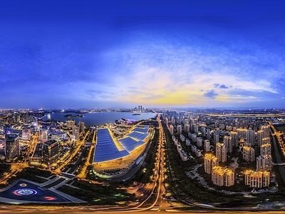 HDR夜景鸟瞰 全景天空 夜晚HDR