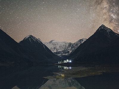 户外山峰夜景夜晚天空高清贴图