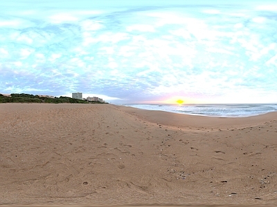 蓝天白云沙滩海边天空HDR