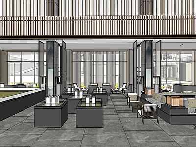 现代简约布艺窗帘衣物su模型下载【id:932241480】