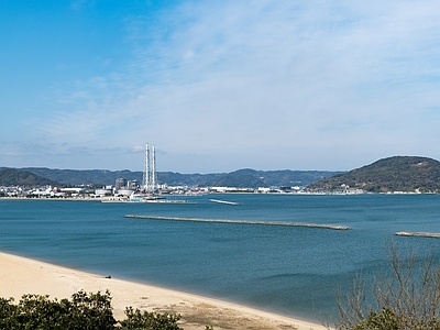 海滨城市蓝天白云外景图 海岸 海滩