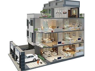 现代住宅 建筑剖面