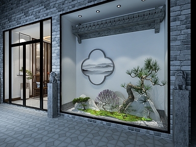 新中式橱窗 足浴会所3d模型