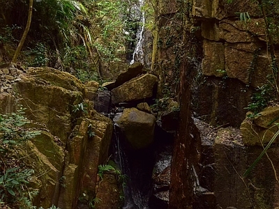 山谷岩石水流 自然元素