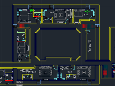 中式民宿 旅馆平面图 施工图【id:696771866】