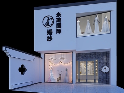 現代婚紗店 門頭3d模型