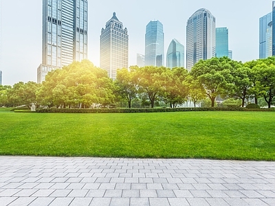 小区楼区公园窗外外景 白天小区外景