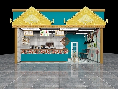 东南亚奶茶店3d模型