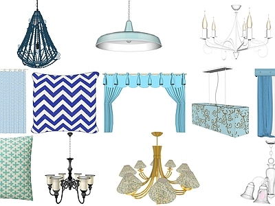 地中海吊灯 窗帘 抱枕 家装 工装 圆形/半圆形