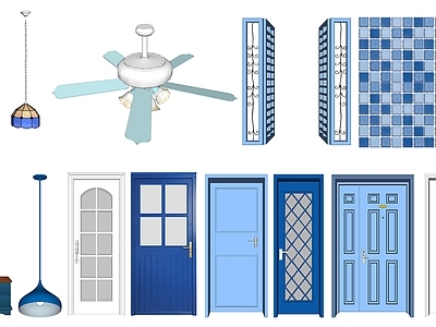 地中海单开门 子母门 吊灯 风扇 梳妆台 木材 厨卫门