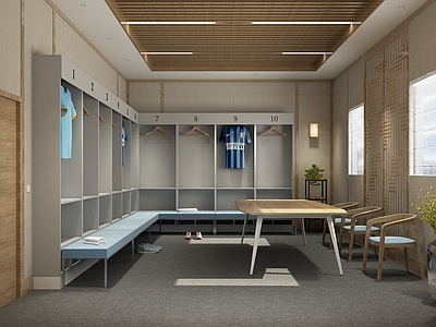 新中式运动员休息室3d模型