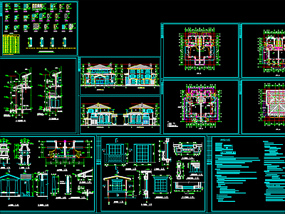 双拼别墅建筑设计 施工图