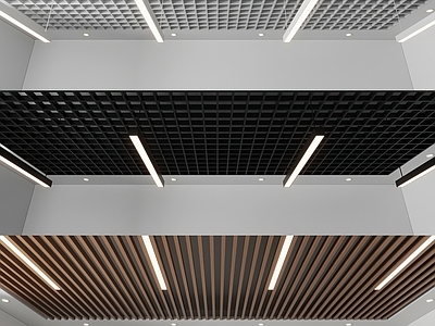 工业风格栅吊顶 铝方通吊顶3d模型