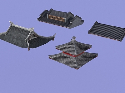 中式古建筑屋顶 瓦片3d模型