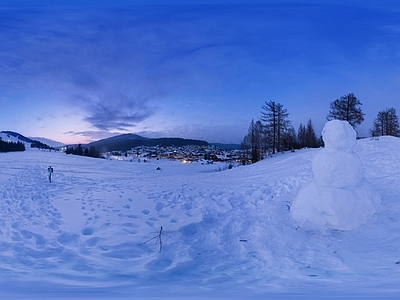 HDR北方雪景天空全景