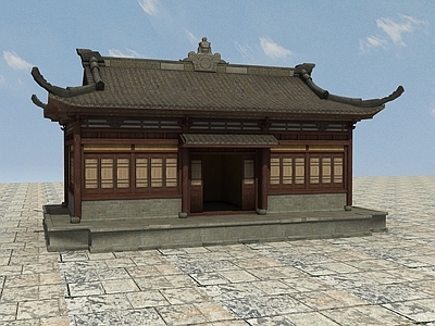 新中式住宅 四合院 古建 景觀房 瓦房青 磚房 木房子3d模型