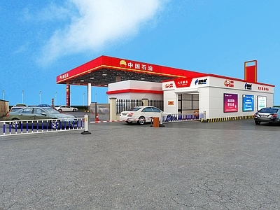 现代加油站 洗车房 形象墙3d模型