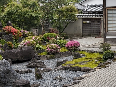 日式庭院外景图 公园 园林 枯山水